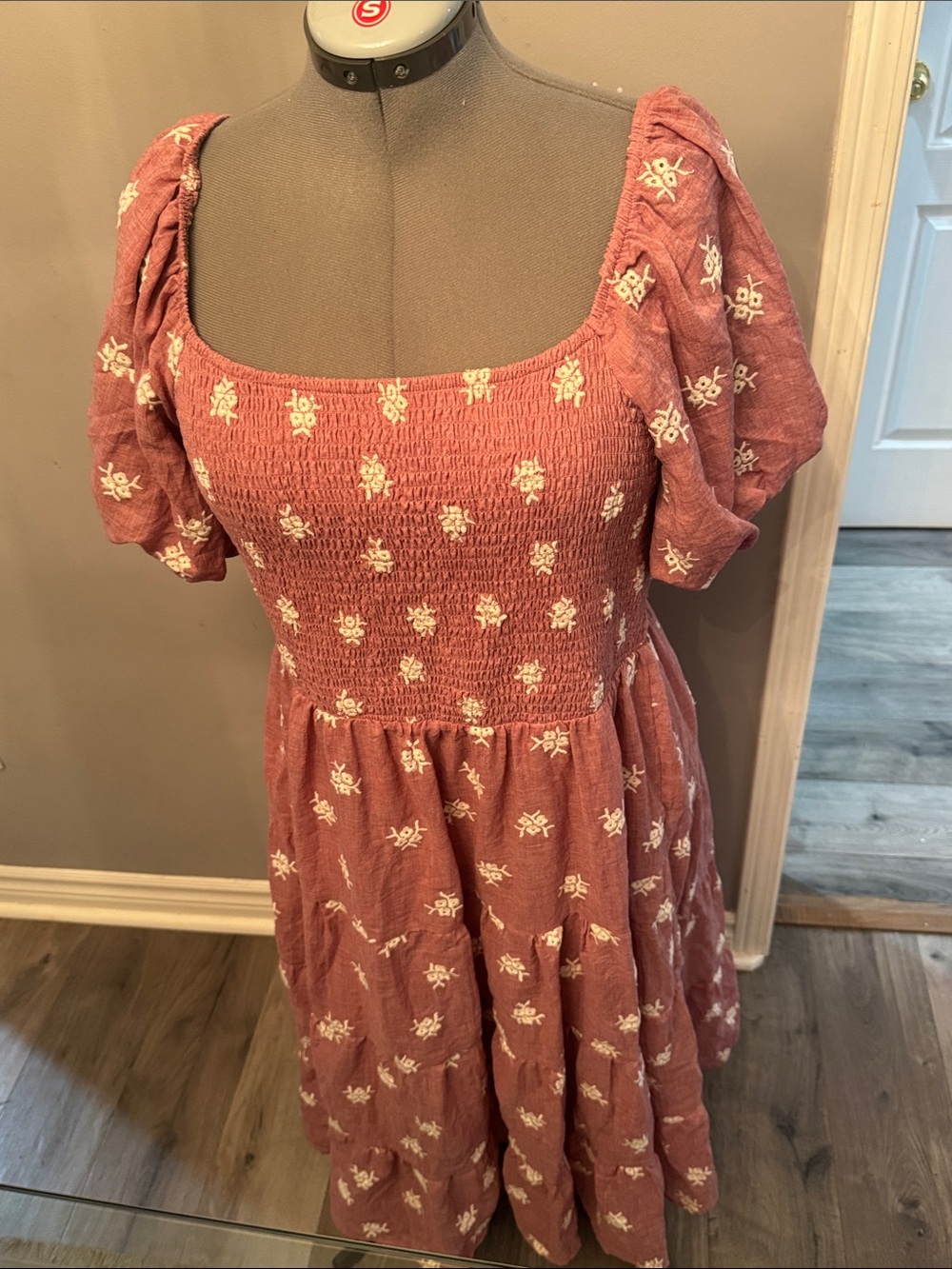 Maurices Dusty Rose Floral Smocked Midi Dress